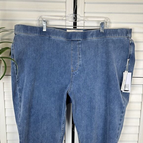 New Soft Surroundings 3X Ultimate Denim Jeans Pull On Slim Leg Pants Light Rain - Picture 3 of 11